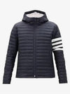 Matte Nylon 4-Bar Stripe Downfill Quilted Hoodie Padding Navy - THOM BROWNE - BALAAN 2