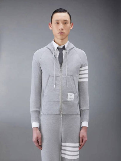 Engineered 4 Bar Diagonal Zip Up Hoodie Light Grey - THOM BROWNE - BALAAN 2