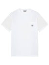 Pisato Logo Patch Pocket Round Short Sleeve T-Shirt White - STONE ISLAND - BALAAN.