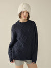 W Mohair Fisherman Sweater Navy - KINETO - BALAAN 1