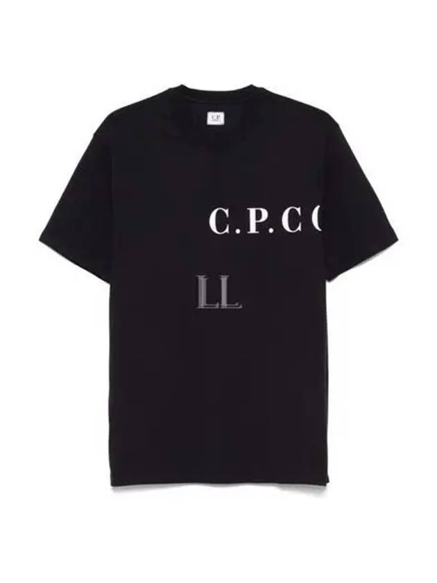 Jersey Front Back Logo Short Sleeve T-Shirt Black - CP COMPANY - BALAAN 2