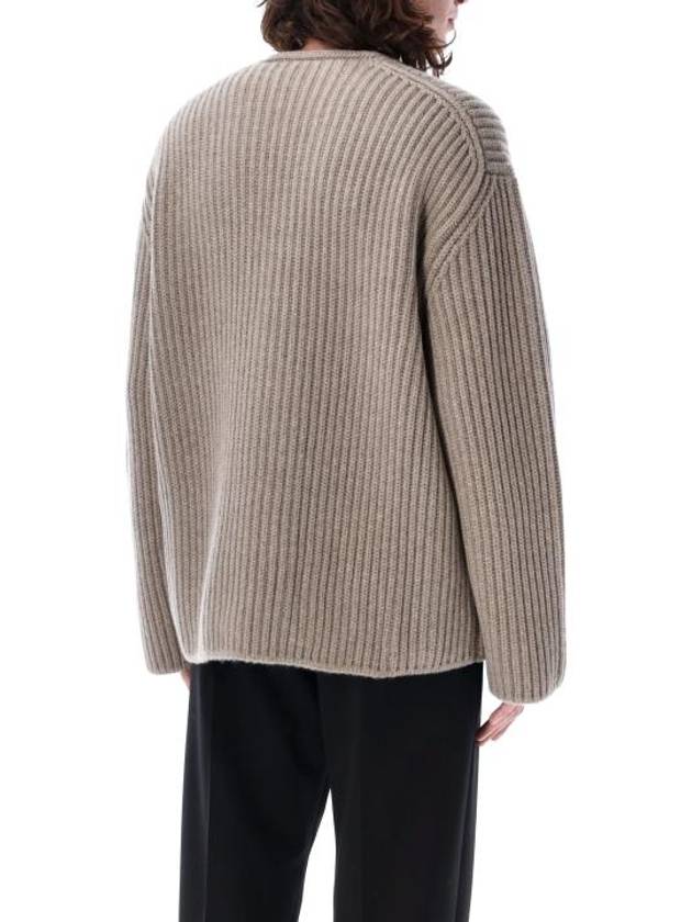 V-Neck Ribbed Cardigan Beige - BOTTEGA VENETA - BALAAN 3