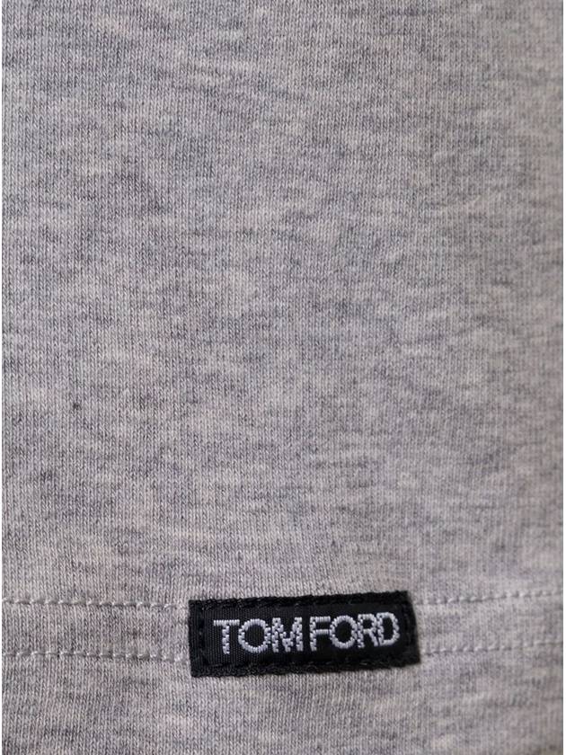 Cotton V-neck Short Sleeve T-Shirt Grey - TOM FORD - BALAAN 4