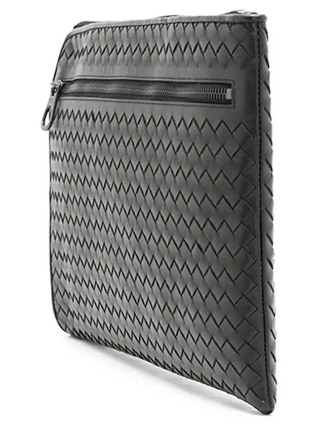 Intrecciato Weaving Zipper Clutch Bag Grey - BOTTEGA VENETA - BALAAN 4