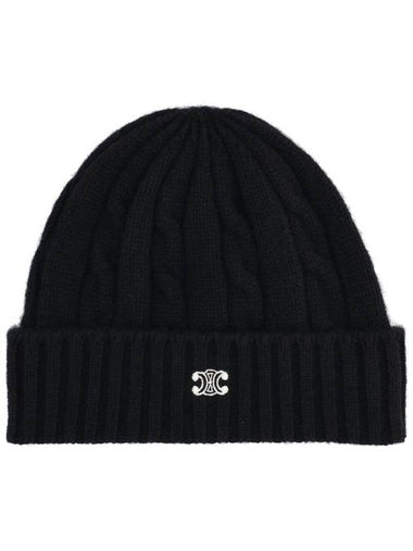 Triomphe Cable Knit Beanie Black - CELINE - BALAAN 1