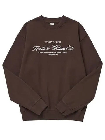 Club Crew Neck Cotton Sweatshirt Brown - SPORTY & RICH - BALAAN 1