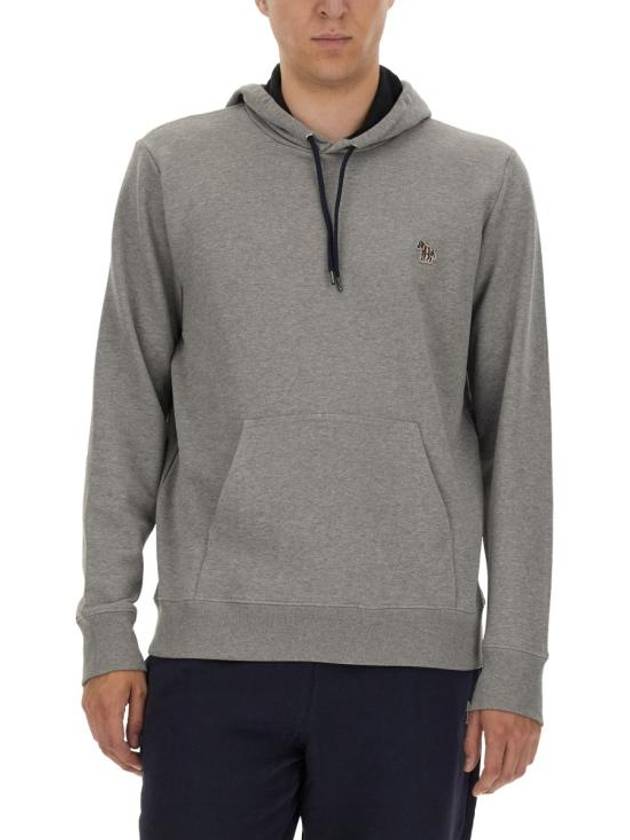 Zebra Patch Cotton Hoodie Grey - PAUL SMITH - BALAAN 3