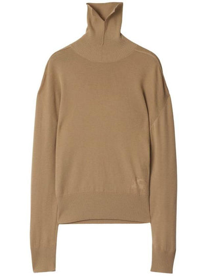 Roll Neck Wool Knit Top Flax - BURBERRY - BALAAN 2