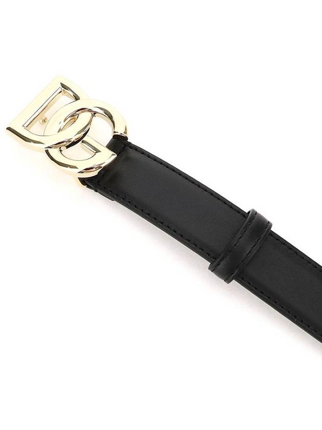 Women's Gold DG Logo Leather Belt Black - DOLCE&GABBANA - BALAAN 20