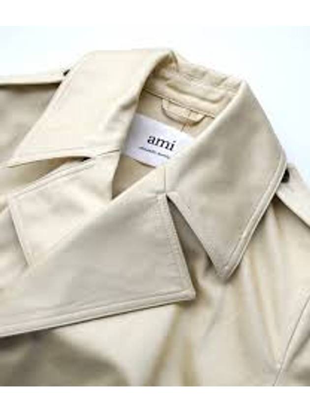 Satin Trench Coat Ivory - AMI - BALAAN 4