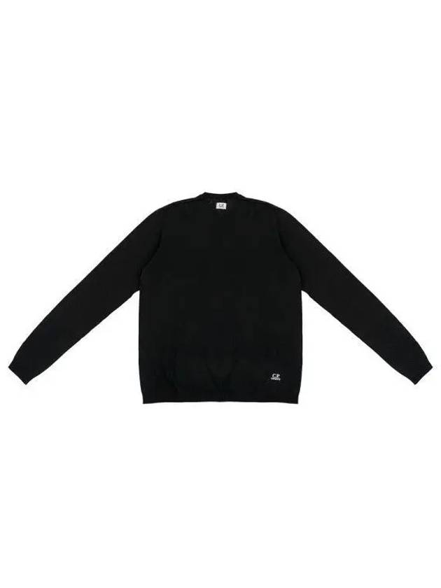 Mini Logo Patch Crew Neck Knit Top Black - CP COMPANY - BALAAN 2