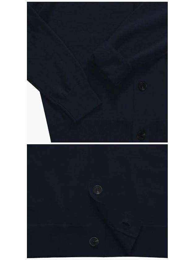 Men's Logo Intarsia Cardigan Navy - ISABEL MARANT - BALAAN 4