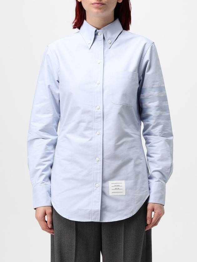 Diagonal Stripe Satin Weave Supima Oxford Shirt Light Blue - THOM BROWNE - BALAAN 2