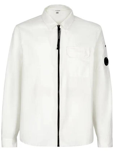 Emerized Gabardine Overshirt Zip-Up Jacket White - CP COMPANY - BALAAN 1