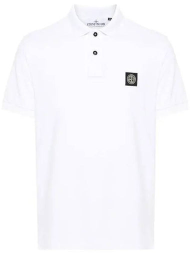 Pique Stretch Cotton Short Sleeve Polo Shirt White - STONE ISLAND - BALAAN 1