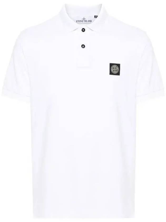 Pique Stretch Cotton Short Sleeve Polo Shirt White - STONE ISLAND - BALAAN 1
