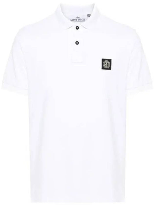 Pique Stretch Cotton Short Sleeve Polo Shirt White - STONE ISLAND - BALAAN 1