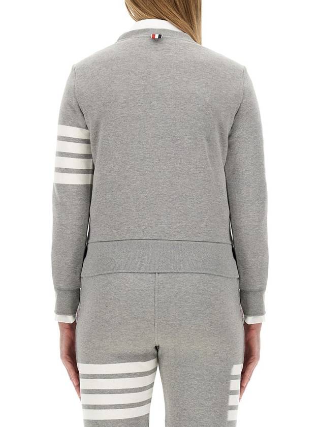 Engineered 4 Bar Stripe Loopback Jersey Knit Crewneck Sweatshirt Light Grey - THOM BROWNE - BALAAN 4