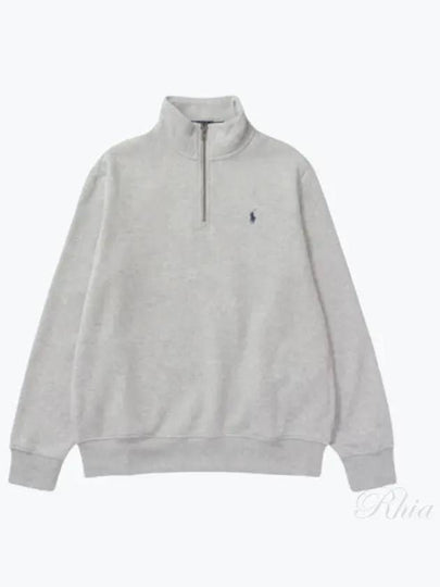 Embroidery Zipper High Neck Fleece Sweatshirt Grey - POLO RALPH LAUREN - BALAAN 2