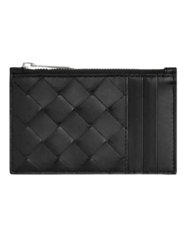 Intrecciato Zipper Leather Card Wallet Black - BOTTEGA VENETA - BALAAN 2