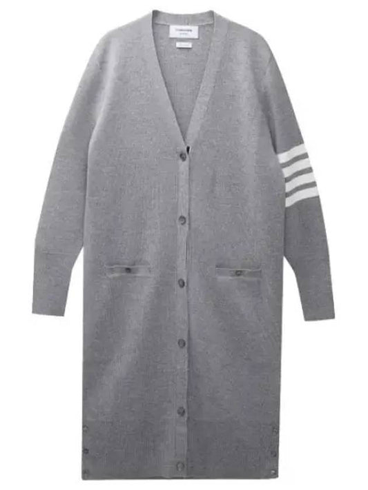 diagonal stripe Milanese stitch merino wool long cardigan women - THOM BROWNE - BALAAN 1