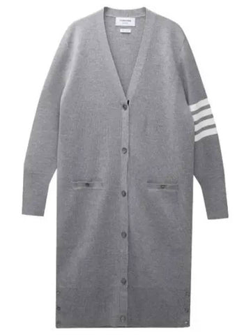 diagonal stripe Milanese stitch merino wool long cardigan women - THOM BROWNE - BALAAN 1