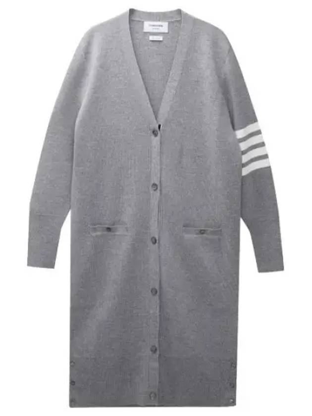 Diagonal stripe Milanese stitch merino wool long cardigan women - THOM BROWNE - BALAAN 1