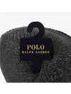 Embroidered Bear Knit Wool Beanie Charcoal - POLO RALPH LAUREN - BALAAN 4