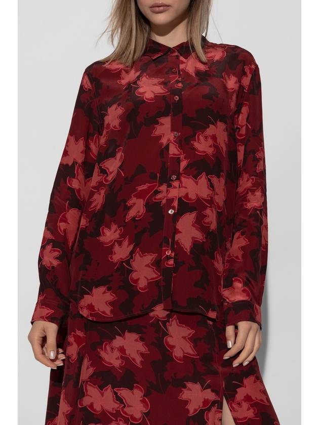 Maison Kitsuné Shirt With Print, Women's, Burgundy - MAISON KITSUNE - BALAAN 3