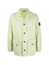 Brushed Cotton Canvas Old Effect Jacket Aqua Green - STONE ISLAND - BALAAN 2