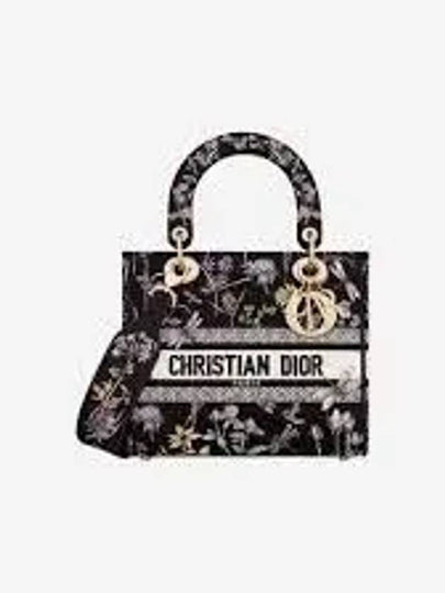 Lady D-Lite Herbarium Embroidery Medium Tote Bag Black - DIOR - BALAAN 2