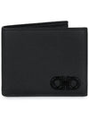 Gancini Logo Half Wallet Black - SALVATORE FERRAGAMO - BALAAN 3