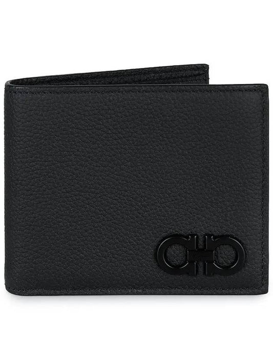 Gancini Logo Half Wallet Black - SALVATORE FERRAGAMO - BALAAN 2