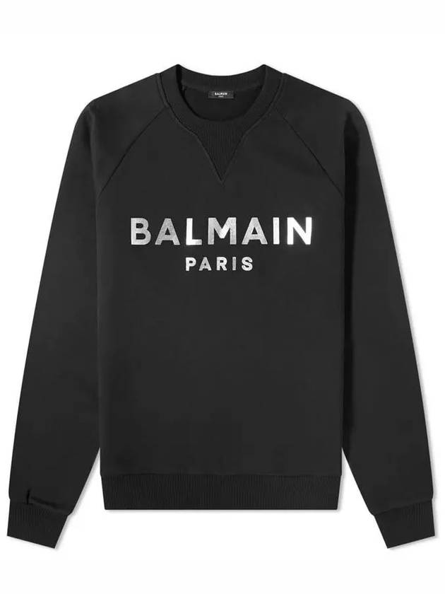 Paris Silver Logo Print Sweatshirt Black - BALMAIN - BALAAN 5