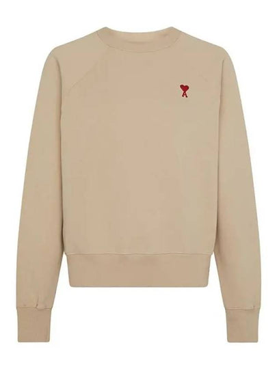 Cotton Heart Logo Sweatshirt Champagne - AMI - BALAAN 2