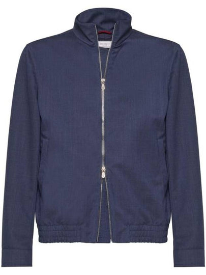 Bonded Virgin Wool Fresco Bomber Jacket Blue - BRUNELLO CUCINELLI - BALAAN 2