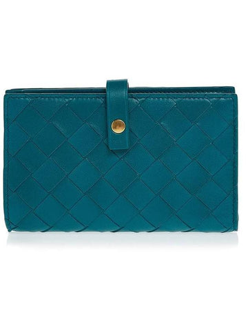 Intrecciato French Medium Wallet Blue - BOTTEGA VENETA - BALAAN 1