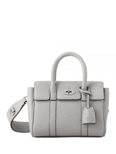 Bayswater Mini Heavy Grain Shoulder Bag Pale Grey - MULBERRY - BALAAN 2