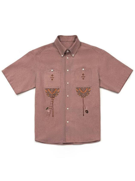 Men's I4SS01PK Root Zip Embroidery Shirt Pink - IOEDLE - BALAAN 2