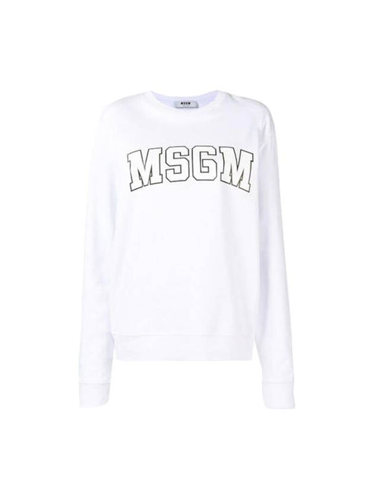 Logo Print Crew Neck Cotton Sweatshirt White - MSGM - BALAAN 1