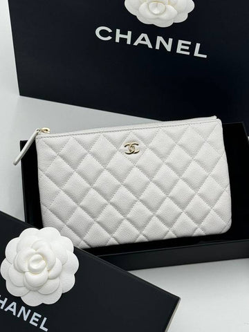 Classic small pouch caviar white gold AP4190 - CHANEL - BALAAN 1