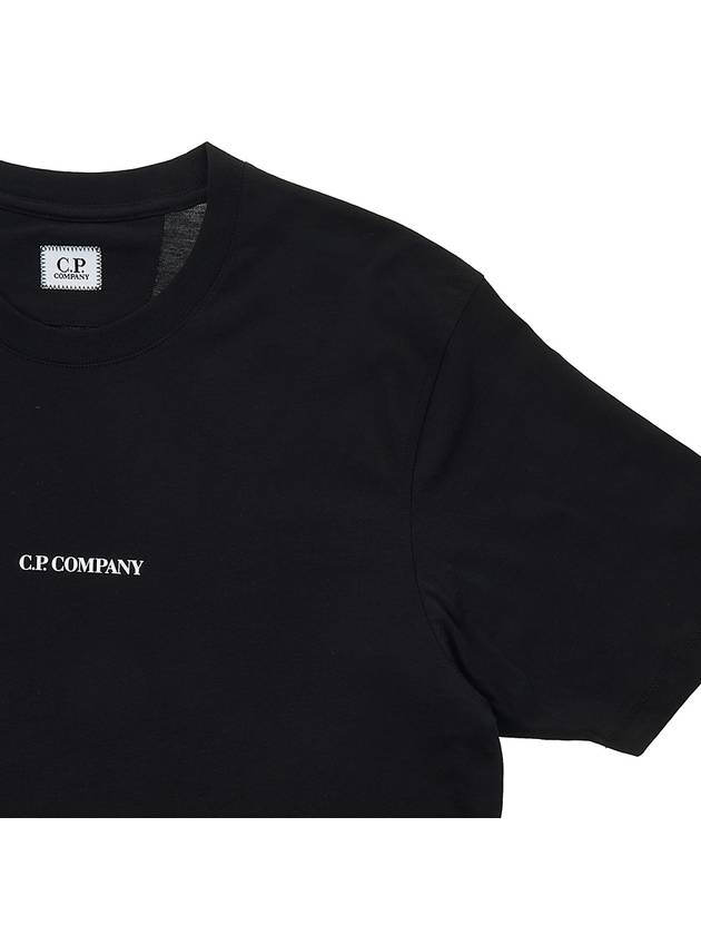 Small Logo Print Short Sleeve T-Shirt Black - CP COMPANY - BALAAN 5