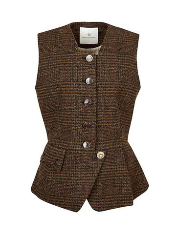 SCOTTISH WOOL CHECK VESTBROWN - AOW - BALAAN 1