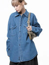 For Woman Women s W243SH03MB Western Pocket Denim Shirt Mid Blue - CHANCE'S NOI - BALAAN 7