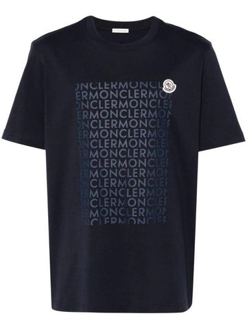 Logo Motif Short Sleeve T-Shirt Blue - MONCLER - BALAAN 1