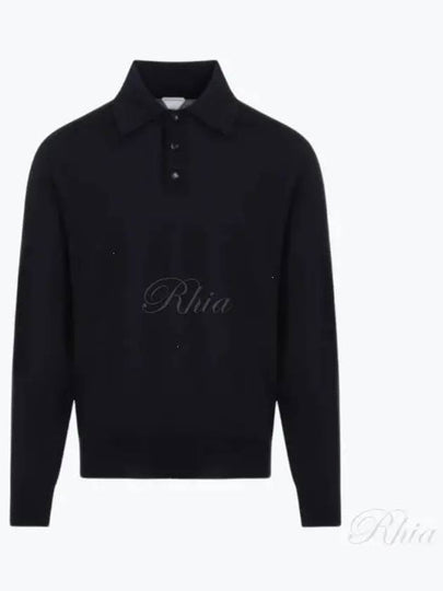 Long Sleeve Polo Knit Top Navy - BOTTEGA VENETA - BALAAN 2