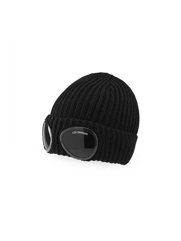 Goggle Detail Ribbed Beanie Black - CP COMPANY - BALAAN 2