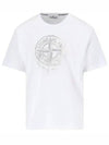 Men's Logo Print Crew Neck Short Sleeve T-Shirt White - STONE ISLAND - BALAAN 2