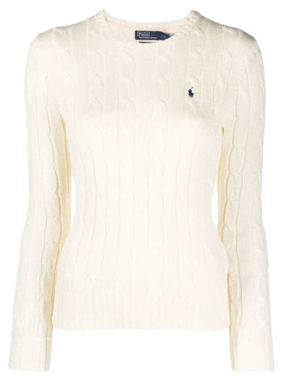 Embroidered Logo Pony Cable Knit Top Cream - POLO RALPH LAUREN - BALAAN 2