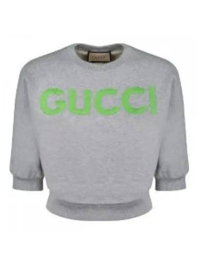 Cotton Jersey Crop Sweatshirt Grey - GUCCI - BALAAN 2